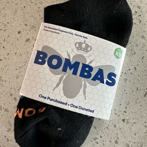 Bombas Black Ankle Athletic Socks with Orange Accent - XS